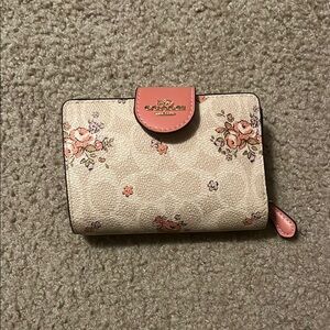 Coach Beige and Pink Floral Wallet